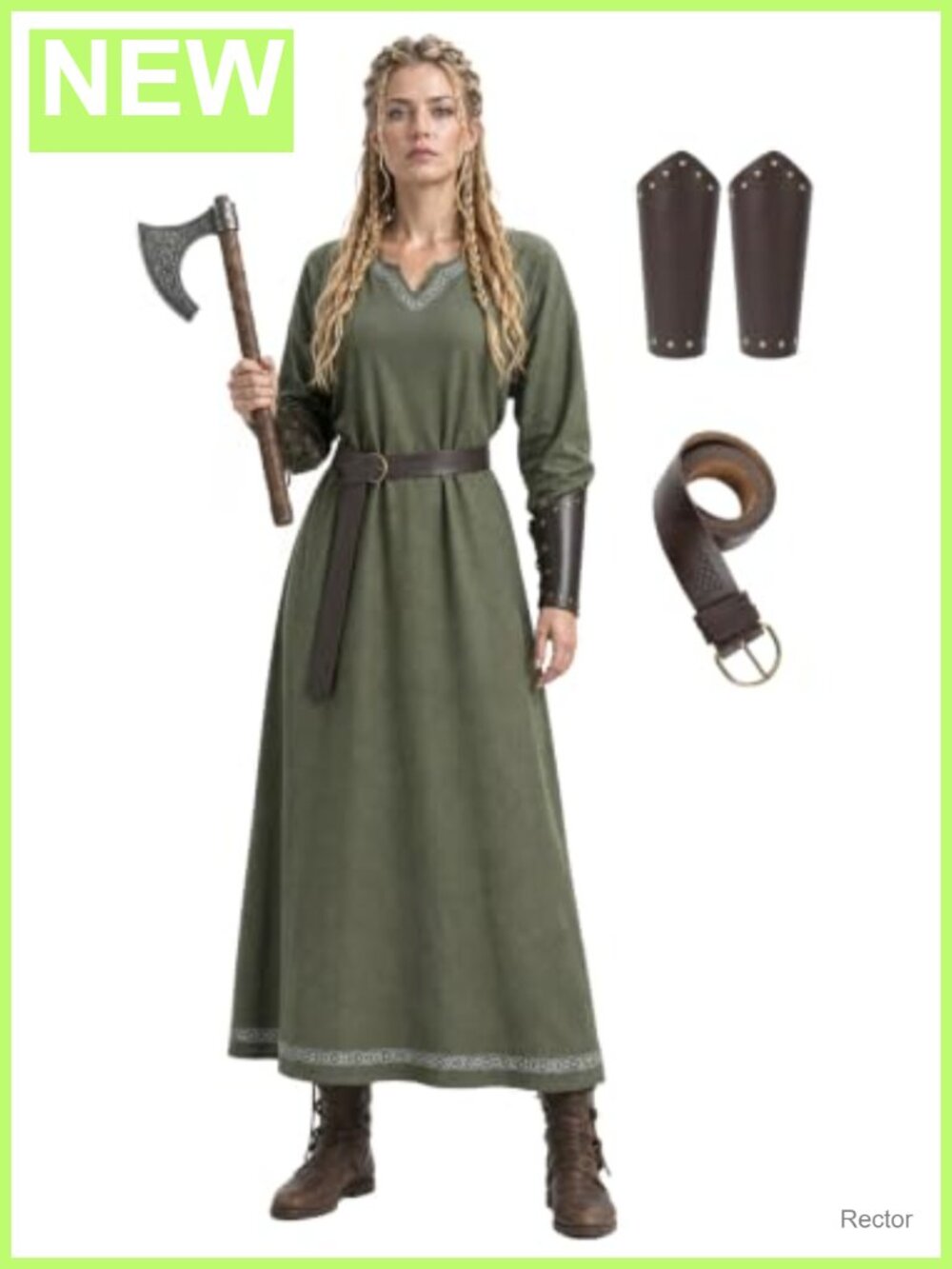 Womens Medieval Renaissance Costume Dress Faux Linen Faire Cosplay